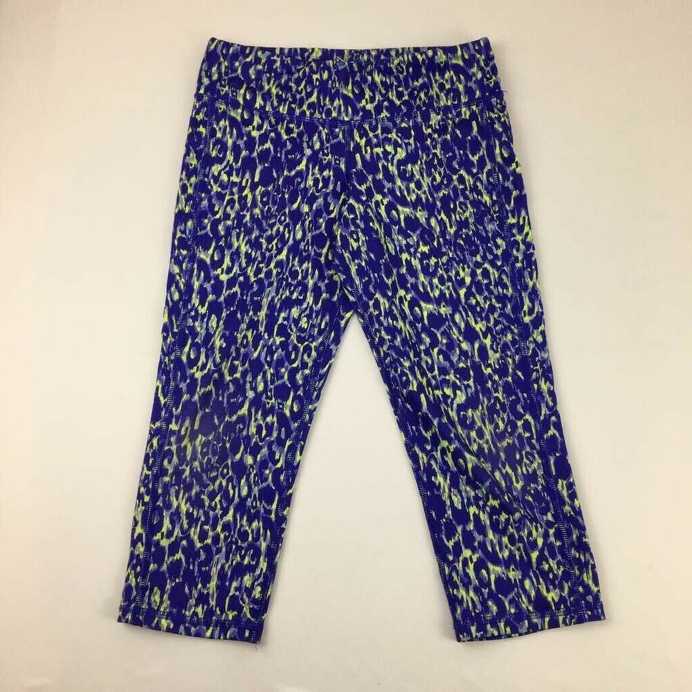 Old Navy Active Go-Dry Girls Capri Leggings Purple Leopard Print Stretch M 8